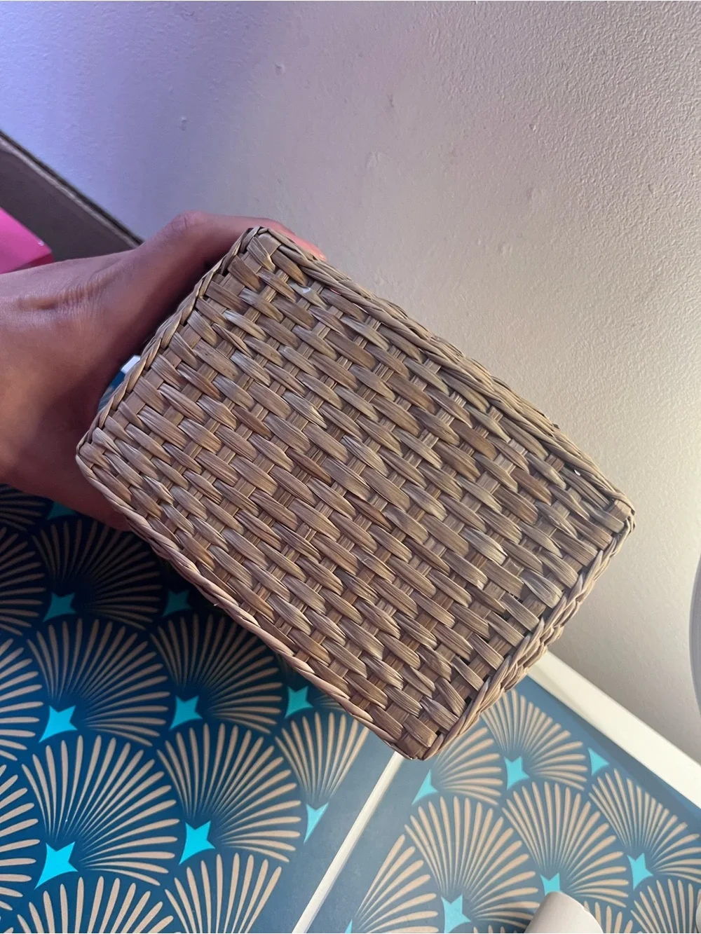 Woven Storage Basket with Lid - Natural Brown